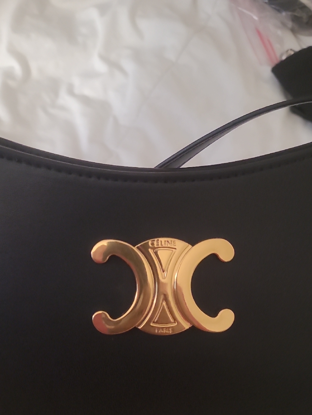 Celine Black Shoulder Bag with Gold Triomphe Accent - Picture 3 of 7